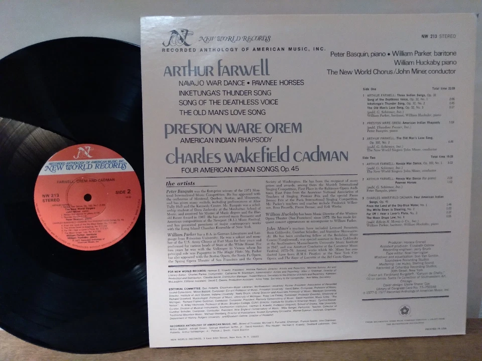 FARWELL OREM CADMAN American Indian Themes LP EX, New World Records NW 213 - Image 3 of 4