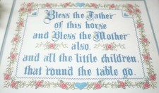 BLESS THE FATHER MOTHER OF THIS HOUSE GRACE 1995 Stitchery Crewel Embroidery Kit