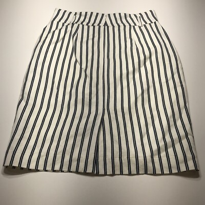 Ann Taylor Skirt Womens Size 2P Petite White Striped Pockets Pencil Linen Blend