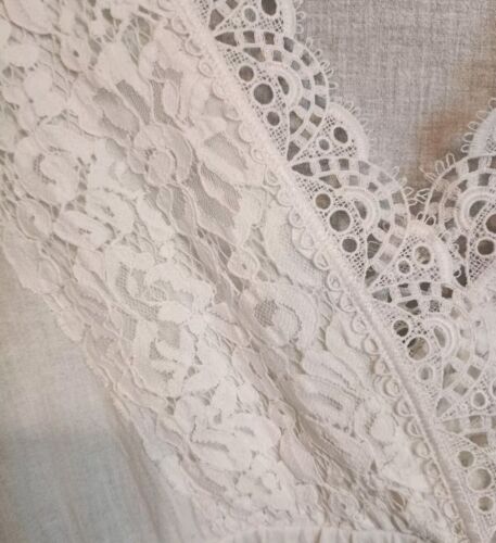 Weiche Umrandung Gr. PXS Romantik Kleid Spitze Maxikleid weiß Boho Cottagecor - Bild 7 von 13