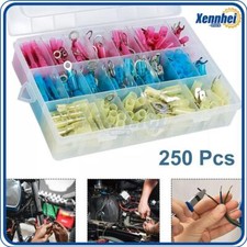 250x Heat Shrink Wire Connectors Electrical Ring Fork Spade Crimp Terminals Kit