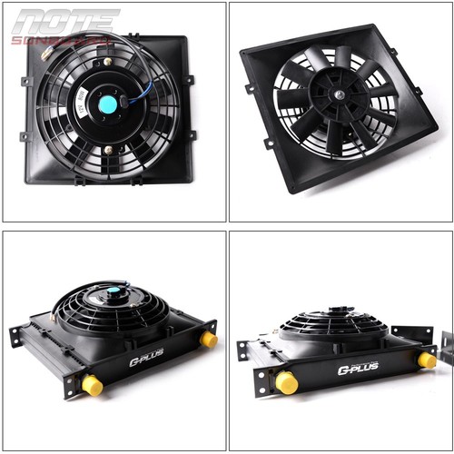 New Universal 30 Row 10AN Aluminum Racing Engine Oil Cooler Kit + 7" Cooling Fan - Picture 11 of 12