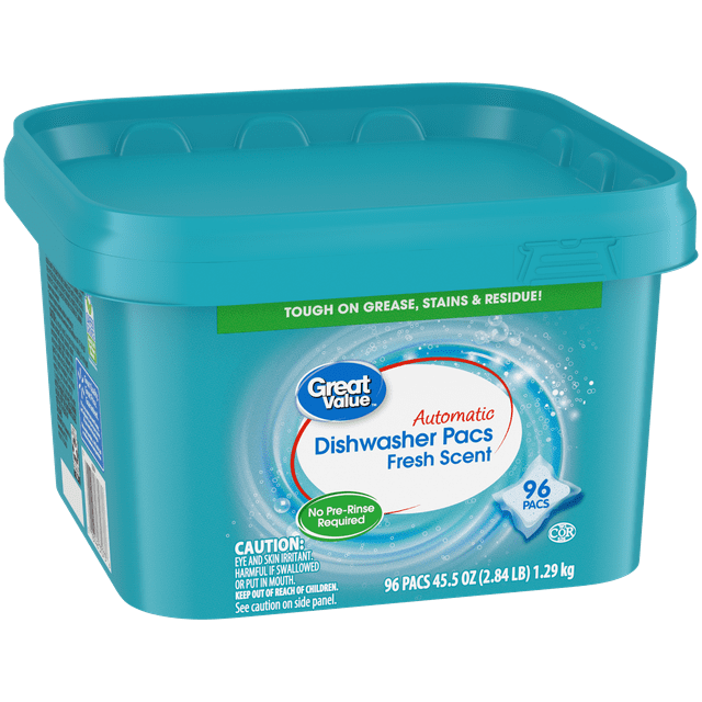 Pacs Dishwasher Detergent Pods, Clean and Fresh Scent, 45.5 Ounce, 96