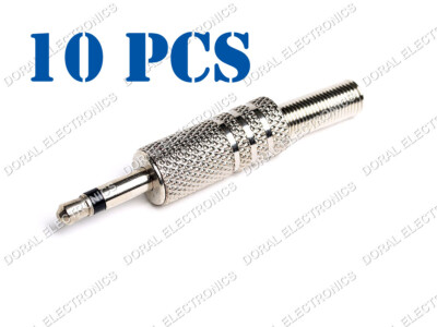 10 Pcs 3.5mm 1/8'' Mono Male Audio TR Plated Jack Plug Adapter Connector