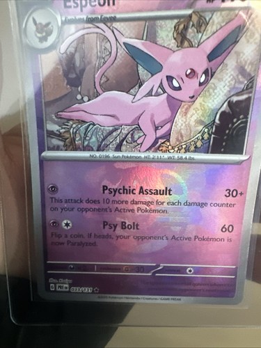Espeon 033/131 Master ball, Pokemon Prismatic Evolutions NM AMAZING CENTERING! - Picture 2 of 3