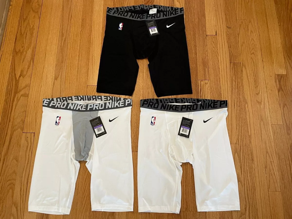 Nike Dri-FIT NBA Logo Basketball Pro Compression Shorts White 3XL  880802-100 NEW