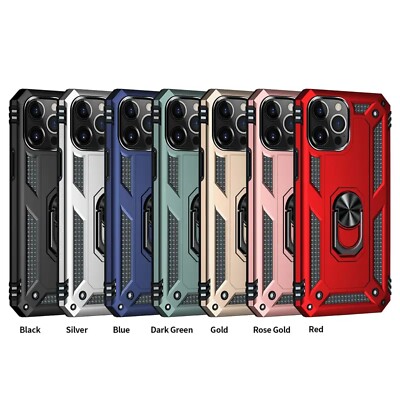 Hard Shell Magnetic Ring Kickstand Phone Case for iPhone 15 14 13 12 11 SE