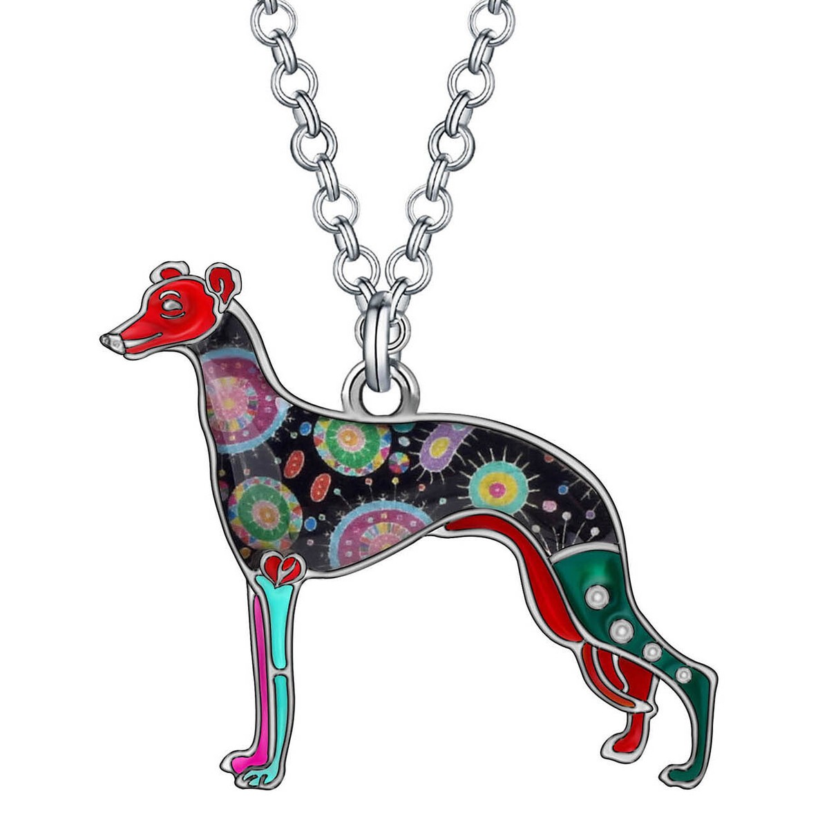 Enamel Alloy Funny Whippet Dog Necklace Pendant Pets Animals Jewelry Charms  Gift