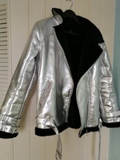 Missguided Aviator Jacket, Silver, Size M