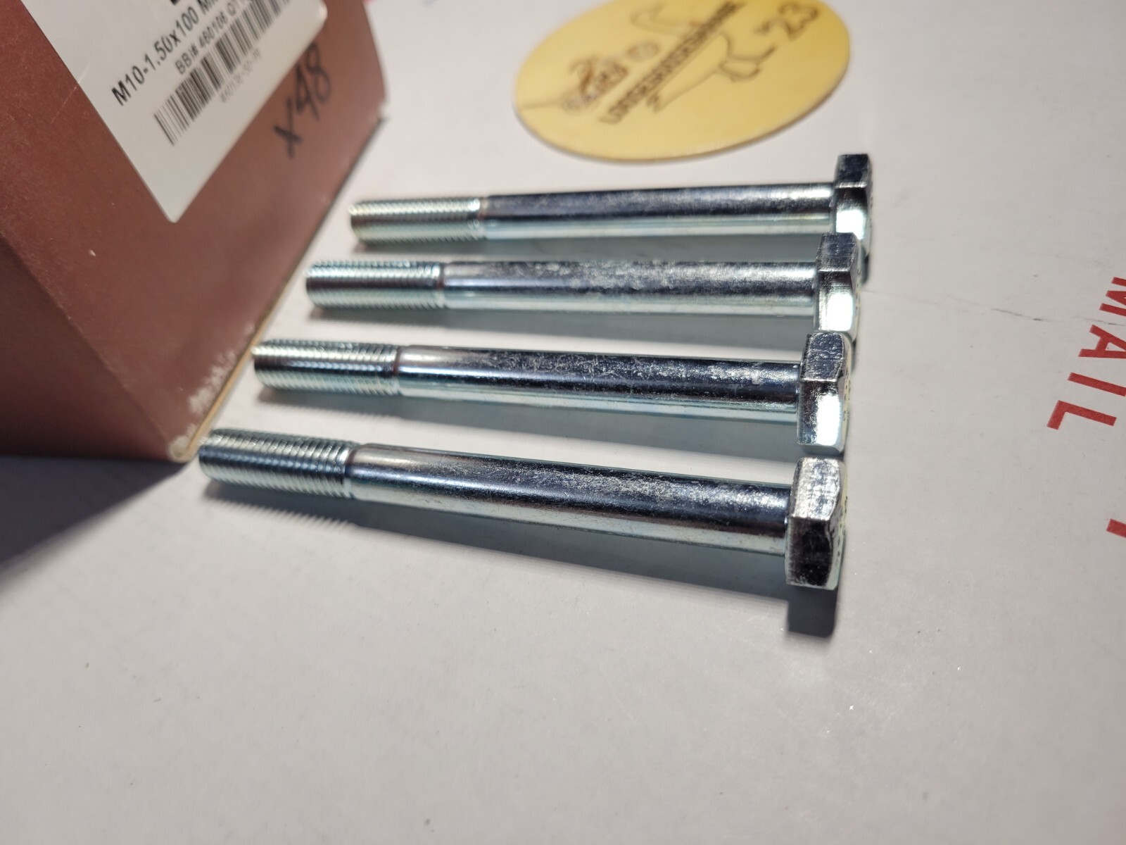 (15) M10-1.50 x 100mm Hex Head Bolts Grade 10.9 Metric M10-1.50x100 Zinc Coated