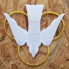 Dove -Trinity - Holy Spirit - Vestment - Embroidered Iron On Patch - White