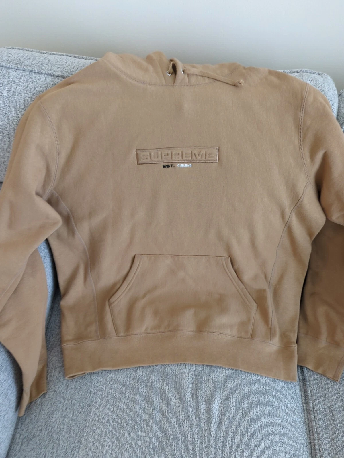 Sweat à capuche en relief Supreme marron Ss18 taille Large