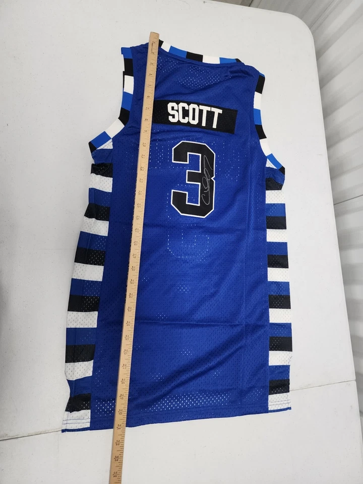 Camiseta deportiva de baloncesto autografiada pequeña Lucas Scott #3 One Tree Hill Ravens azul Foto 4 de 4