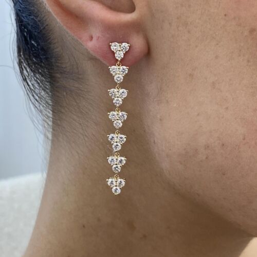 Round Labcreated Diamond Drop Earrings 3ct E/VS1 Solid 14K Yellow Gold