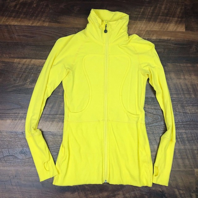 Lululemon Long Lulu Lux Jacket Sz 6 Bright Yellow Running Gym Athletic
