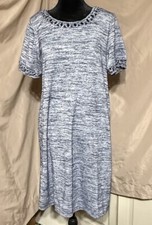 Market & Spruce Heathered Blue Short Sleeve Midi Dress Sz L