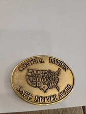 VINTAGE 1982  GETTY CENTRAL DIVISION SAFE DRIVER AWARD  BELT BUCKLE a6