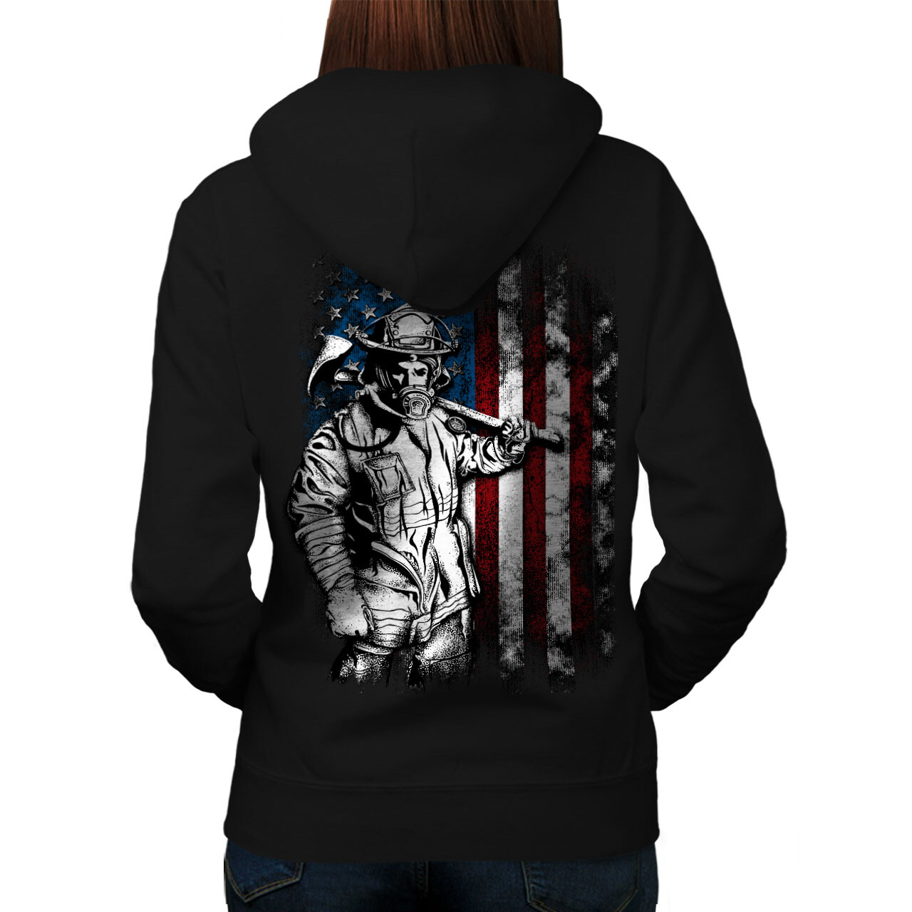 Wellcoda American Soldier Army Man Womens Hoodie Back