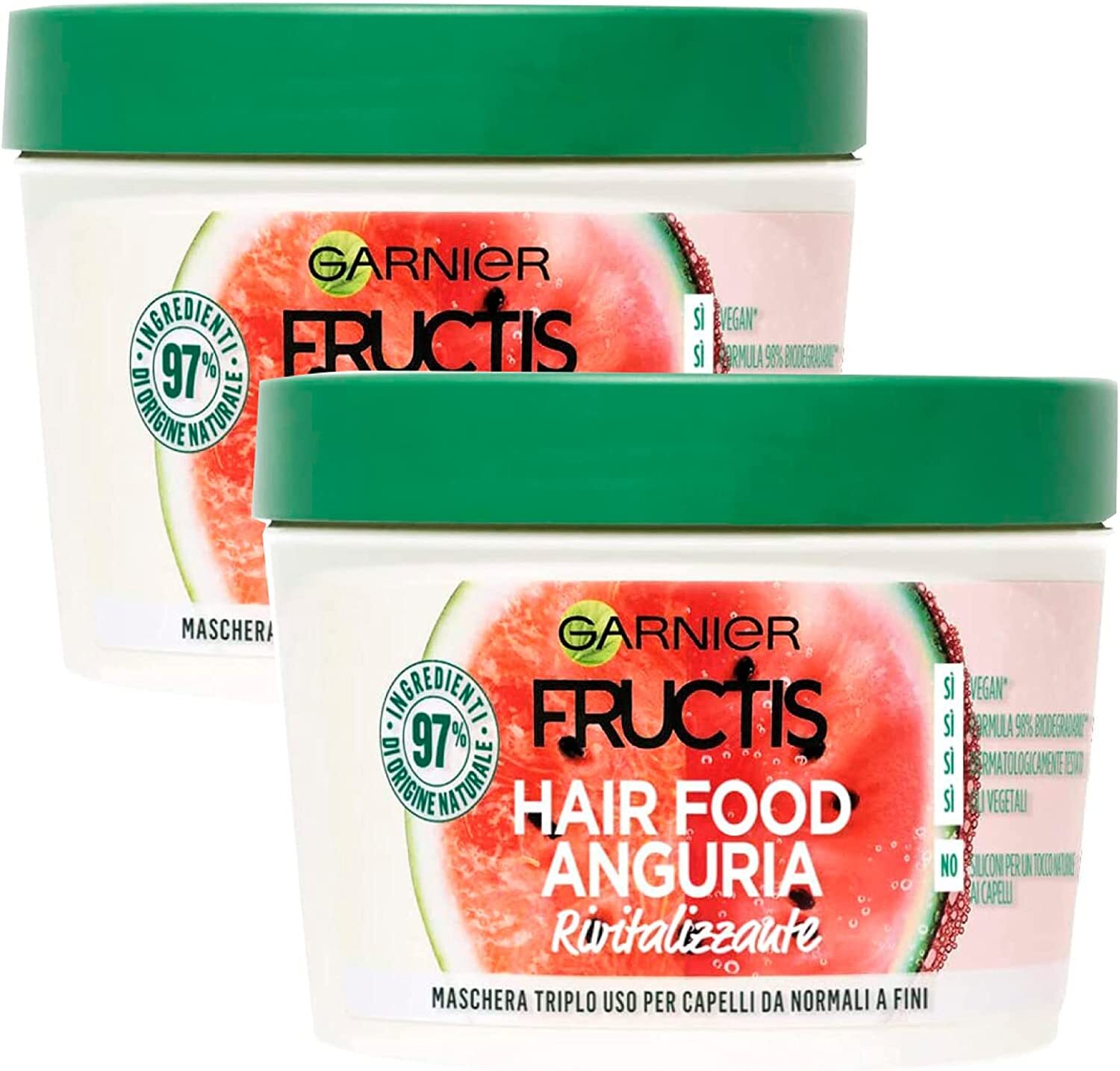 2x Garnier Fructis Maschera Per Capelli Hair Food - 2 Barattoli da 390ml