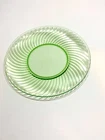Vintage Depression Uranium Glass Lunch Plate Spiral Green 8" Swirl Twisted Dish