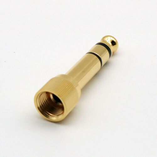 6.35mm 1/4" Stereo Male to 3.5mm 1/8" Female Jack Audio Adapter W/ Screw On Gold - Picture 1 of 11