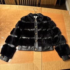 Women s Milly NY Black Lapin Bomber Jacket Si...
