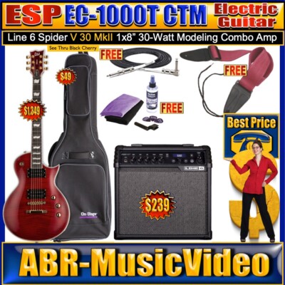 ESP LTD EC-1000T CTM 88 Electric Guitar (See Thru Black Cherry) LINE 6 V 30 MKII