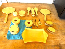 2 - Vintage Art Deco CELLULOID VANITY DRESSER SETS BUTTERSCOTCH 1930s-50s READ