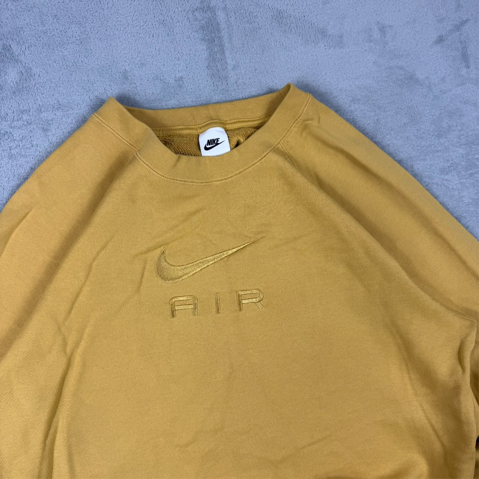 Vintage Nike Air Yellow Spellout Swoosh Oversized Size Small Pullover Sweatshirt image 4