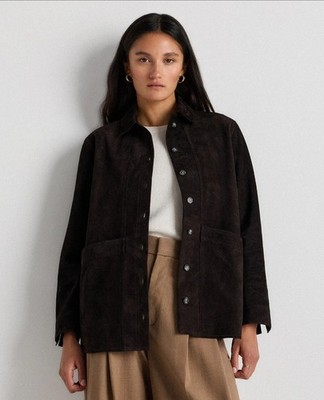 NWT! Quince 100% Goat Suede Black Leather Chore Jacket! Woman's Sz. S! (E33)