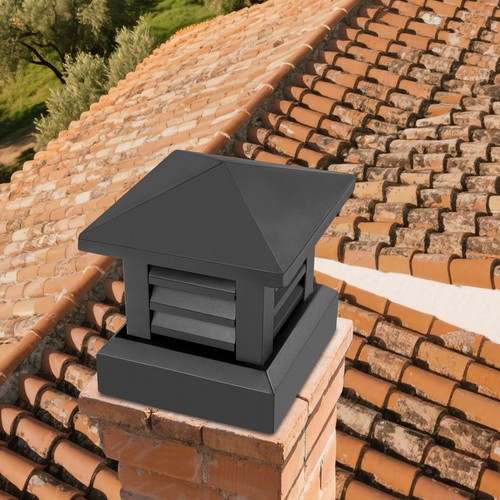 Black Aluminum Alloy 10x10 Inch Chimney Cap - Rain Guard for Flue Safety - Picture 5 of 18
