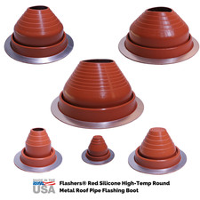 Flashers Silicone Round Metal Roof Pipe Flashing Boot (Size#1-9) Made in USA