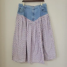 Handmade Gitano Jeans and Floral Fabric Skirt Combo Size 18 Western Boho 90's