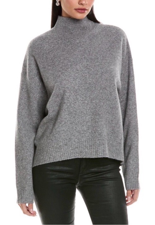 AllSaints Asha High Neck Sweater Size Xs Grey Wool Blend Crop Oversized Boxy