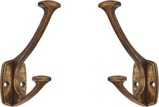 5 Pack Antique Brass Heavy Duty Solid Large Coat Hooks Wall Mounted for Towel
