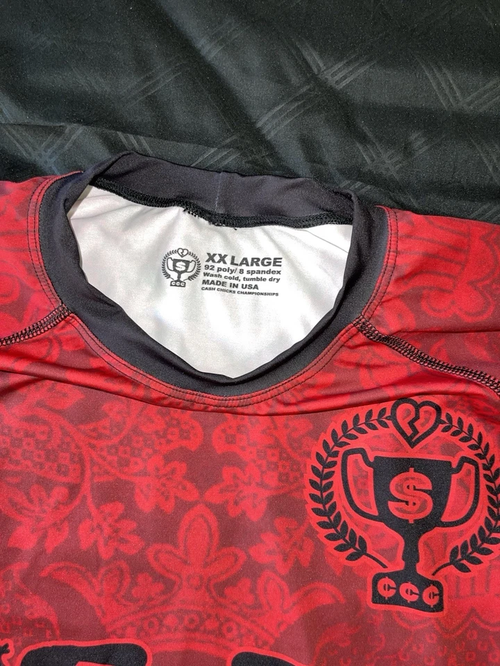 Garry Tonon Jiu Jitsu Rash Guard XXL Cash Chicks Championships MMA ONE 2XL Red - Image 3 of 4