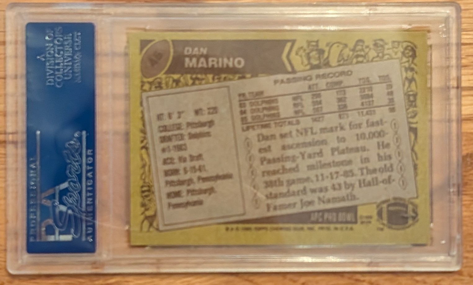 1986 Topps #45 Dan Marino PSA 8 view 2