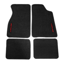 Fits 79-93 Ford Mustang Black Floor Mats Carpet Nylon Front Rear W Red Sport