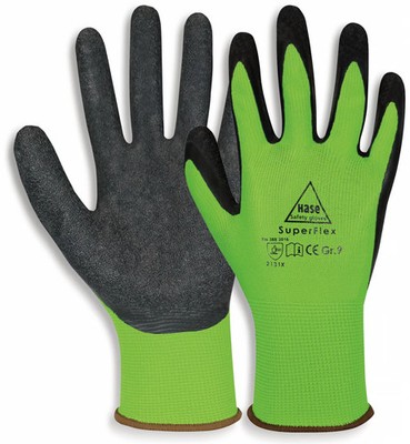 HASE SAFETY GLOVES Latex-Arbeitshandschuhe SuperFlex, EN388, EN 420, Größe 10