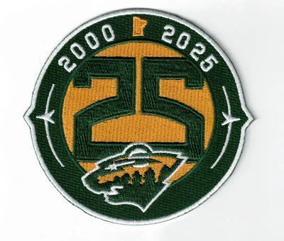 Minnesota Wild 25th Anniversary Logo Embroidered 4in Iron / Sew-On Patch
