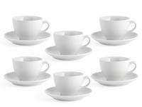 H&h 6Er Packung Café-Pearl Untertasse Aus Porzellan, Weiß, Cc 90