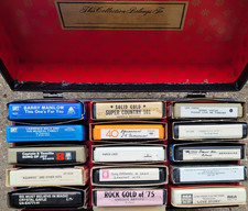 15 vintage 8-track tape cartridges Lot And Carrying Case Not Tested