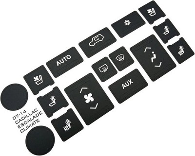 AC Dash Button Stickers, Matte Black Vinyl, Compatible with Cadillac Escalade ES