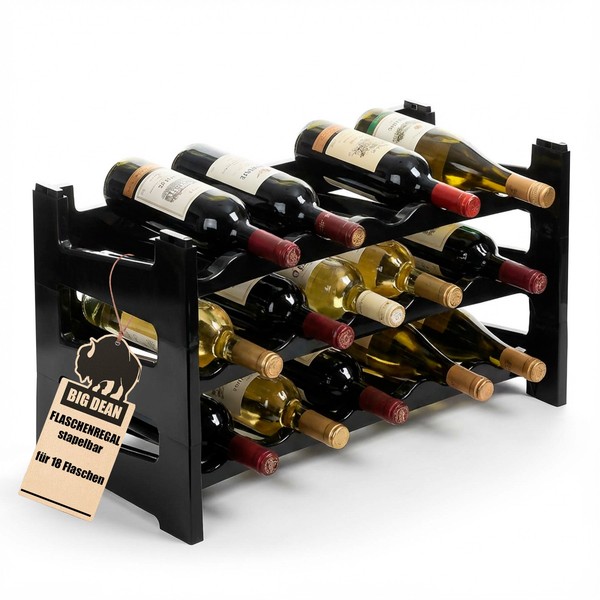 Flaschenregal Stapelbar FüR 18 Flaschen Weinregal Aus Kunststoff Bis 1,5 Liter-image