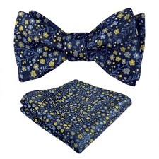 Mens 2pcs Floral Pattern Self-tied Bow Tie with Pocket Square Colorful Tie Se...