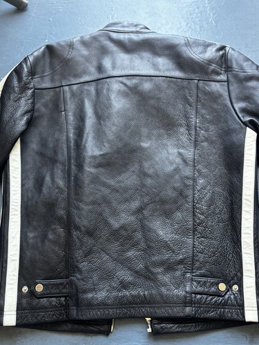 VTG Wilson’s Leather M. Julian Striped Moto Cafe Racer Motorcycle Jacket Men’s M - Picture 10 of 14
