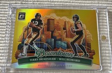 2025 Donruss Optic Terry Bradshaw Will Howard Dual Gold Downtown /10 SP Steelers