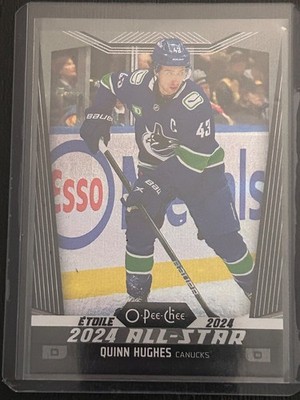 2024-25 O-PEE-CHEE RAINBOW BLACK BASE PARALLEL 067/100 QUINN HUGHES #506 CANUCKS