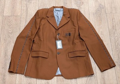 $2740 Mens VTMNTS Vetements Barcode Wool Tailored Blazer Brown Medium