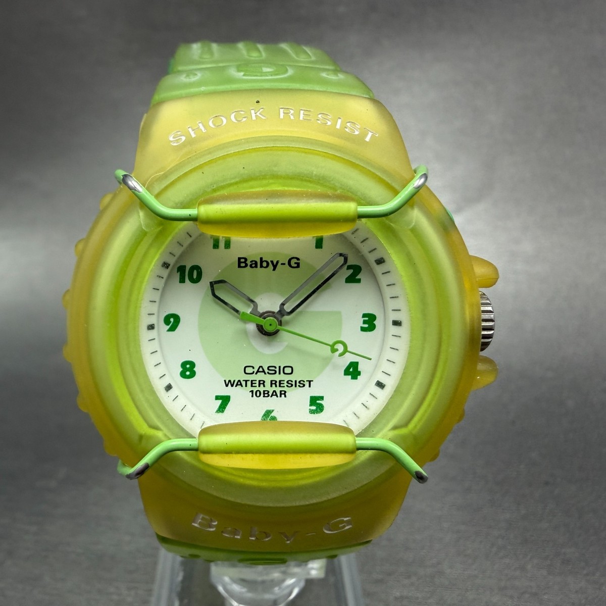 Casio Baby-G BG-10 Watch Women 39mm White Dial Green Tone Round 